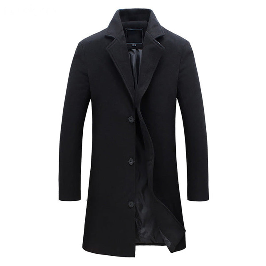 men's double-breasted trench coat black