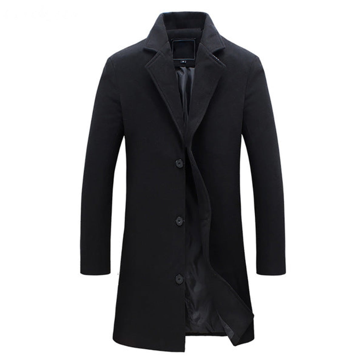 men's double-breasted trench coat black