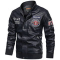 men's embroidered patch stand collar bomber jacket in black