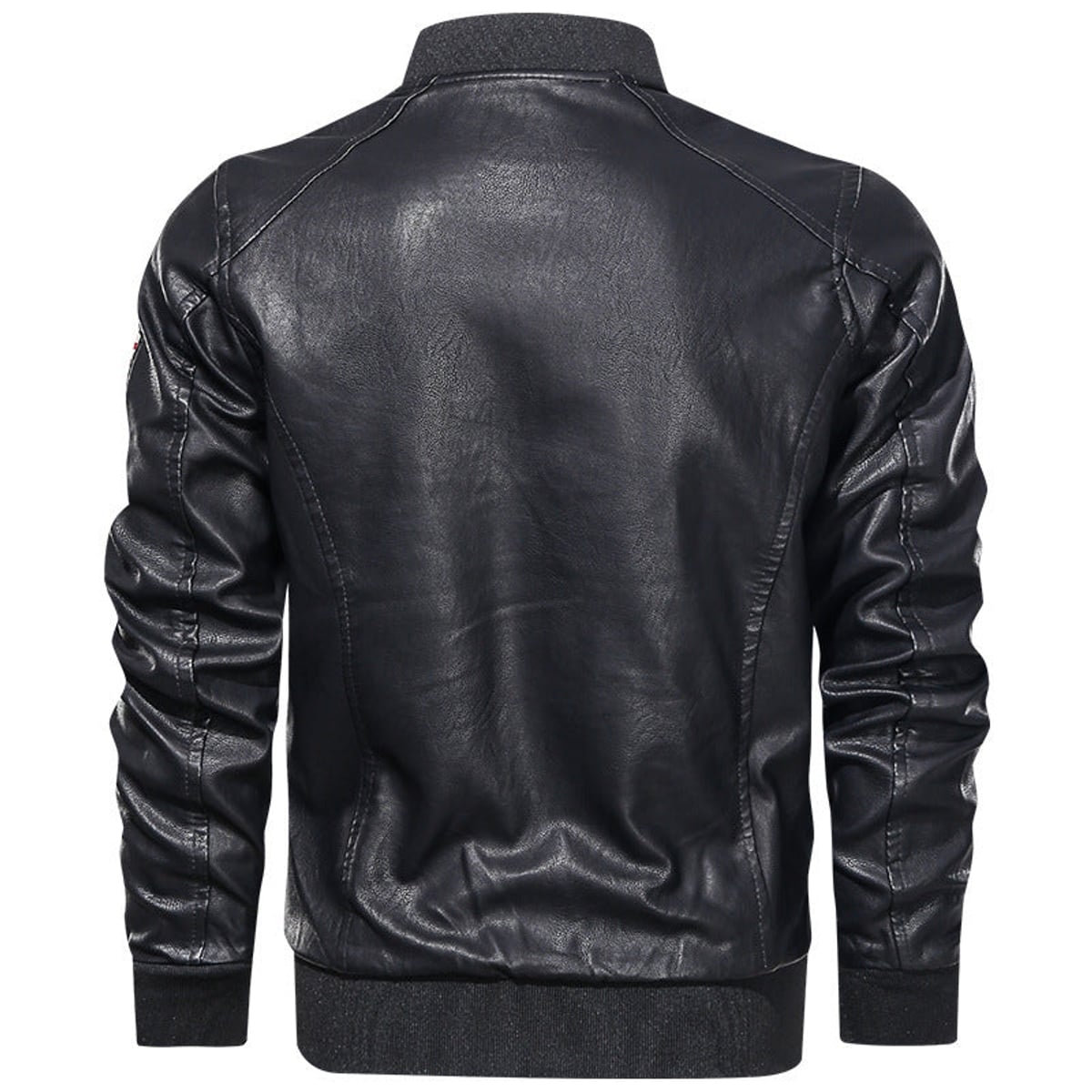 men's embroidered patch stand collar bomber jacket