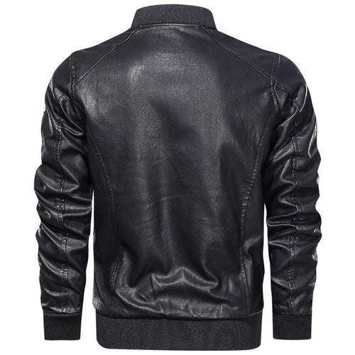 men's embroidered patch stand collar bomber jacket