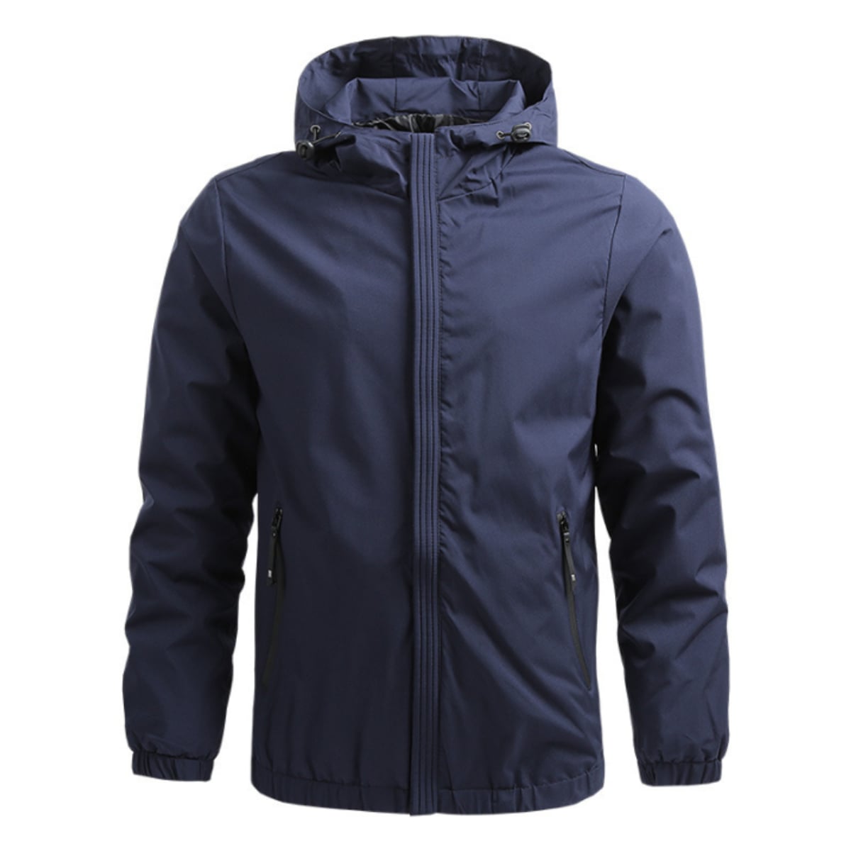men's full-zip hooded windbreaker in dark navy