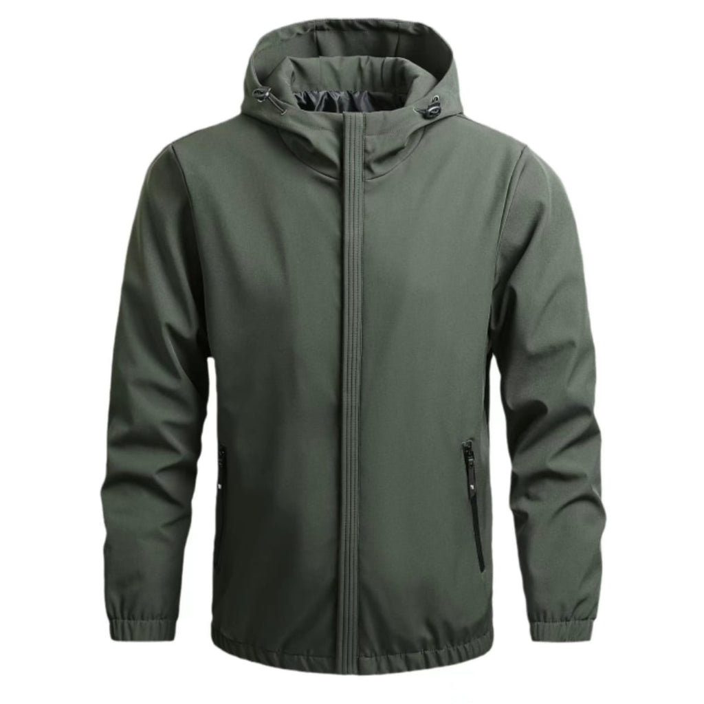 men's full-zip hooded windbreaker in green