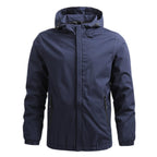 men's full-zip hooded windbreaker in blue