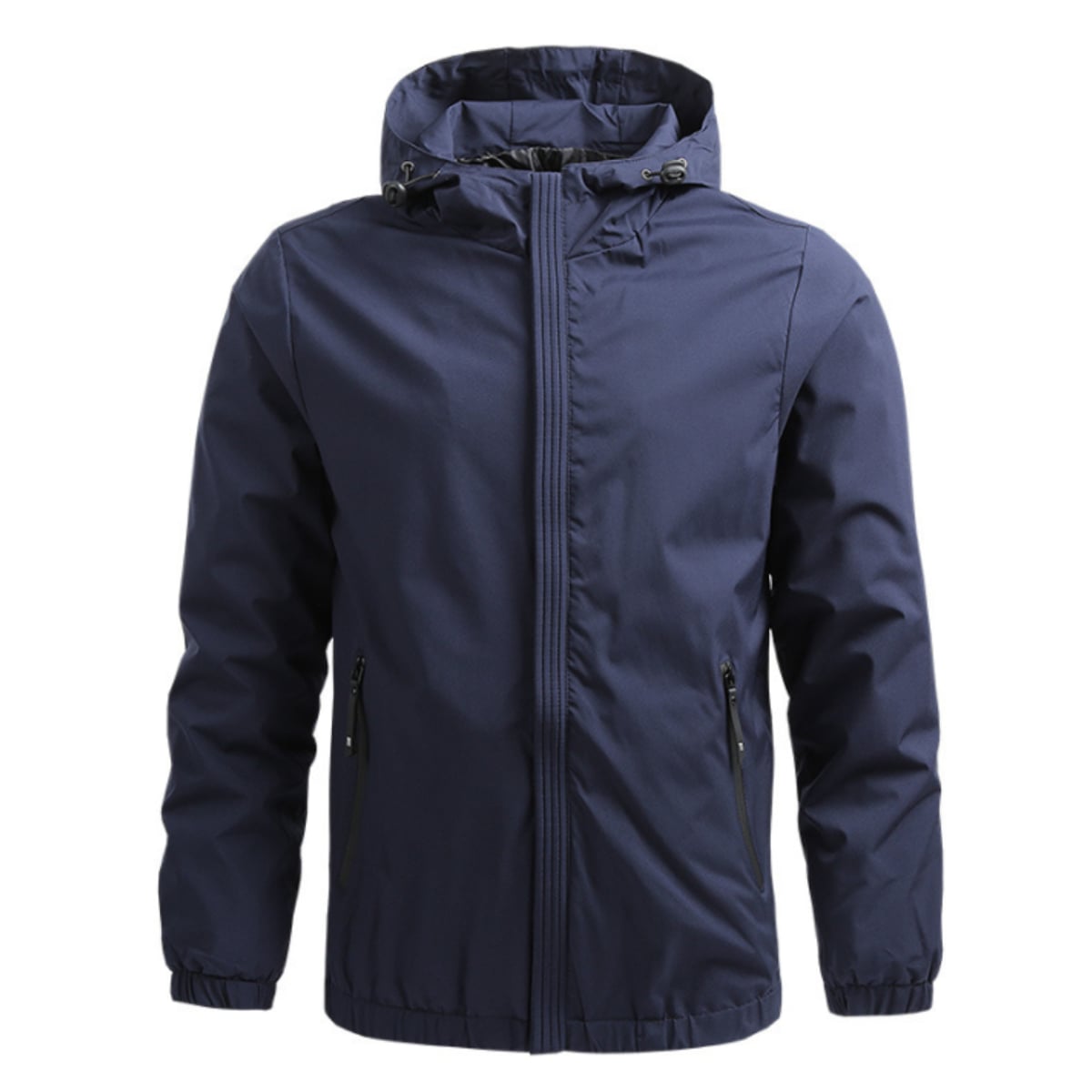 men's full-zip hooded windbreaker in blue