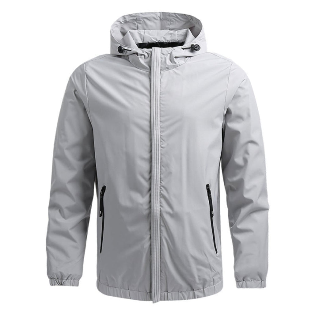 men's full-zip hooded windbreaker in gray