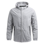 men's full-zip hooded windbreaker in gray