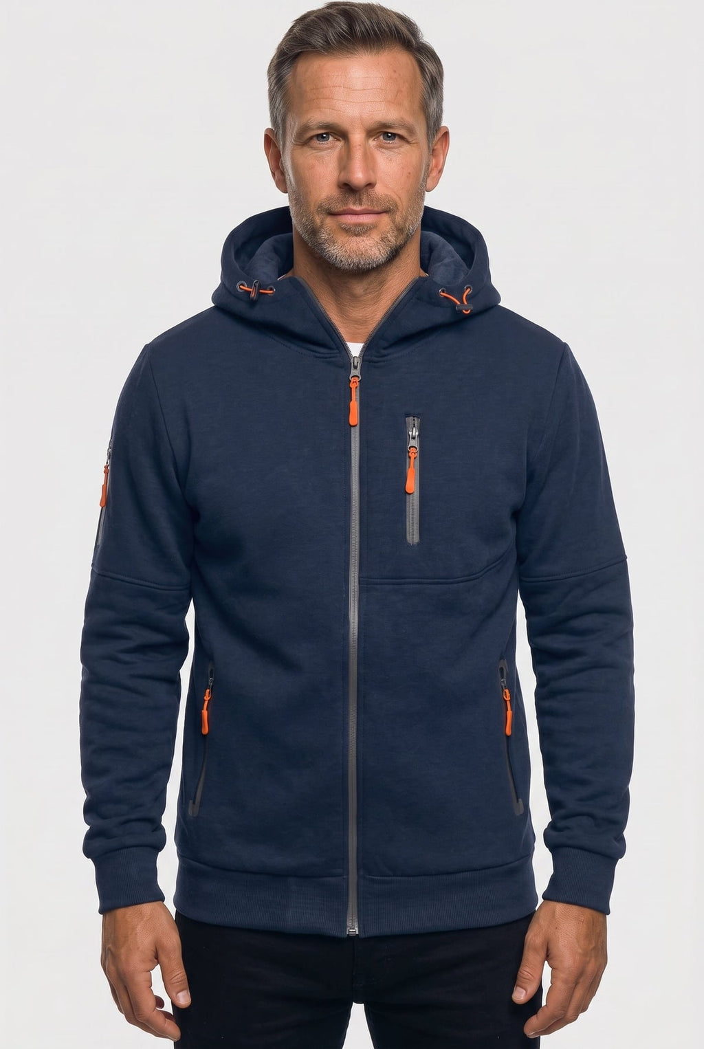 men's full zip hoodie in navy blue