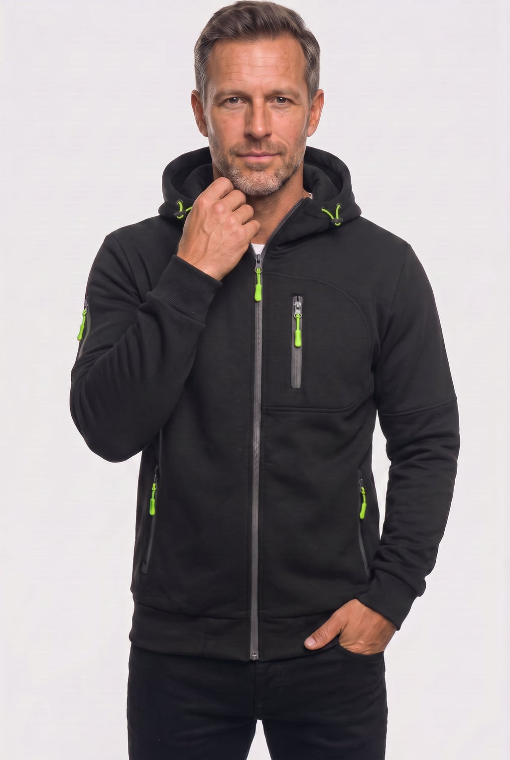 men's full zip hoodie in black