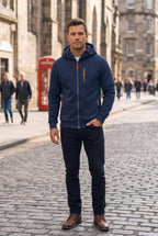 men's full zip hoodie in navy blue
