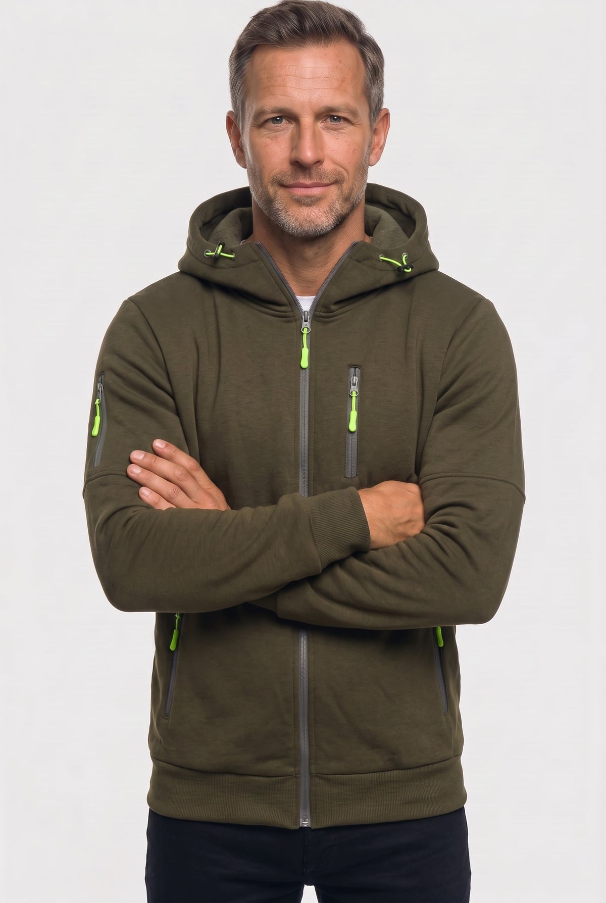 men's full zip hoodie in dark green