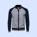 men's full zip knit bomber jacket in navy blue
