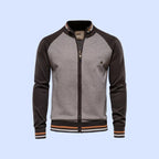 men's full zip knit bomber jacket in brown