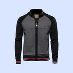 men's full zip knit bomber jacket in black