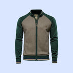 men's full zip knit bomber jacket in green