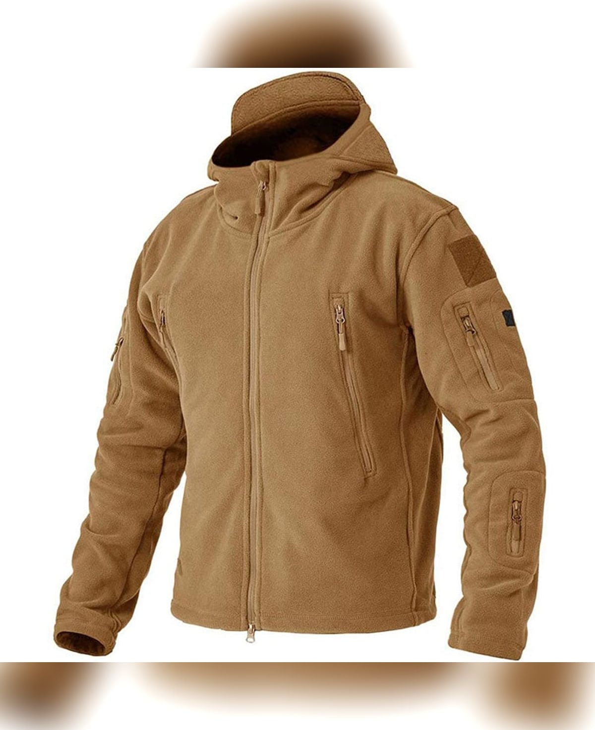 men's full-zip outdoor fleece jacket in khaki