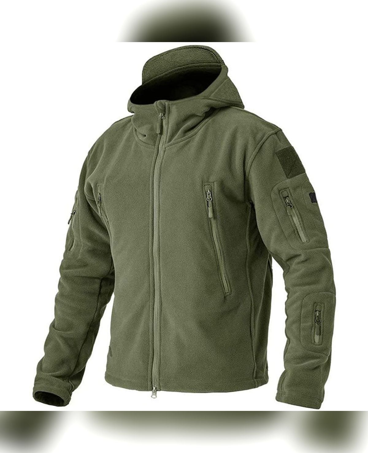 men's full-zip outdoor fleece jacket in military green