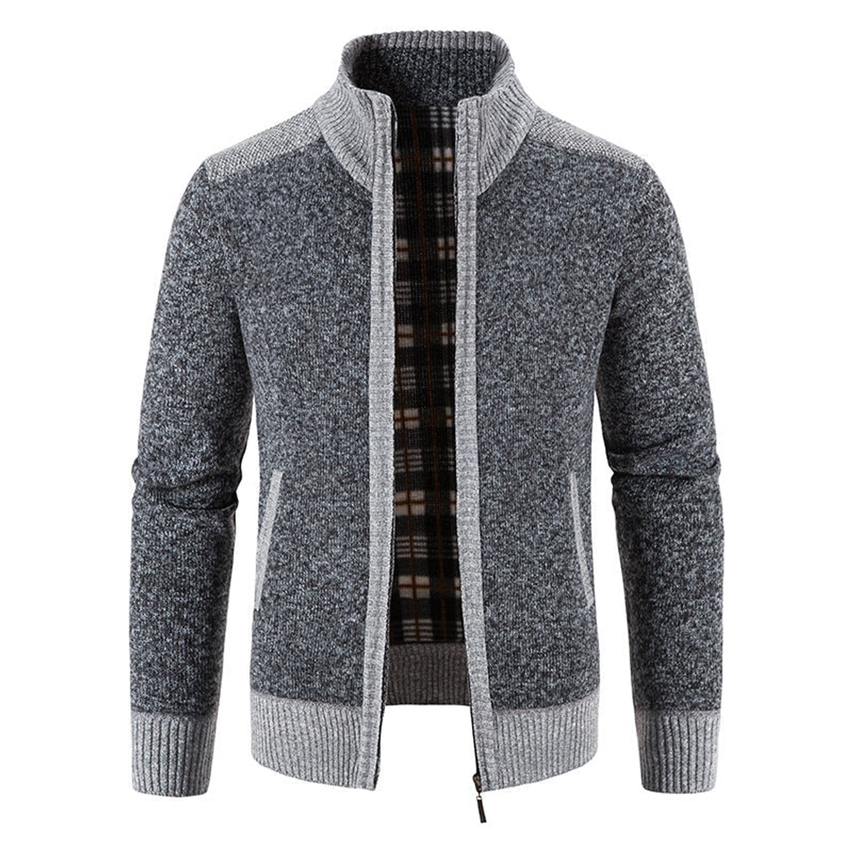 men's full-zip stand collar jacket in dark gray