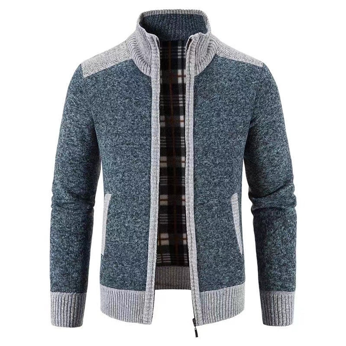 men's full-zip stand collar jacket in blue