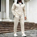 men's half-zip lounge set in khaki