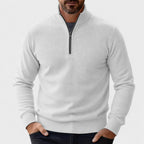 men's half zip pullover sweater in white
