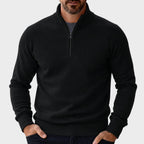 men's half zip pullover sweater in black