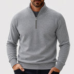 men's half zip pullover sweater in dark gray