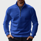 men's half zip pullover sweater in blue