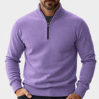 men's half zip pullover sweater in purple