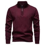 men's half zip stand collar pullover bordeaux