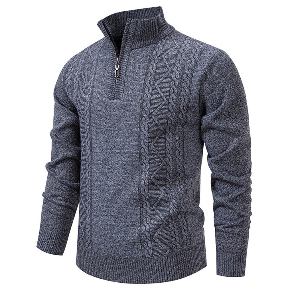 men's half zip stand collar pullover light gray