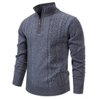 men's half zip stand collar pullover light gray