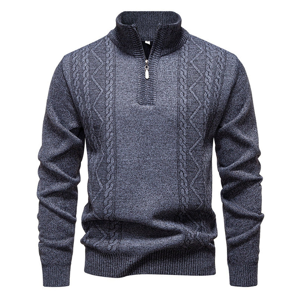 men's half zip stand collar pullover gray