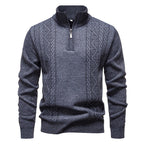 men's half zip stand collar pullover gray