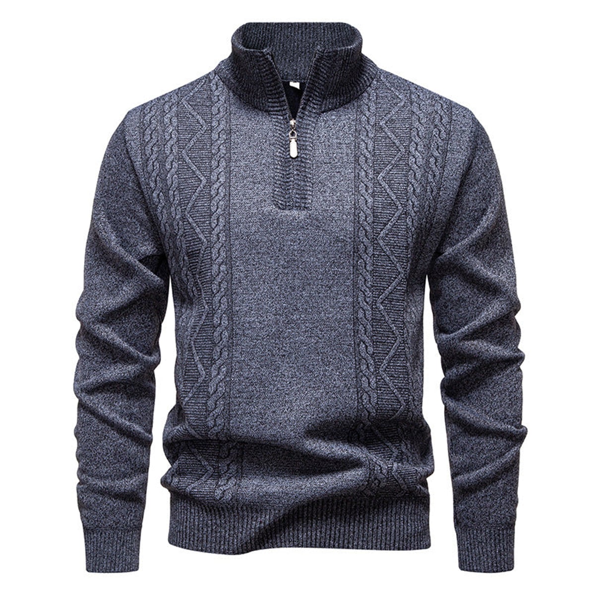 men's half zip stand collar pullover gray