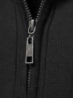 men's half zip stand collar sweater in black