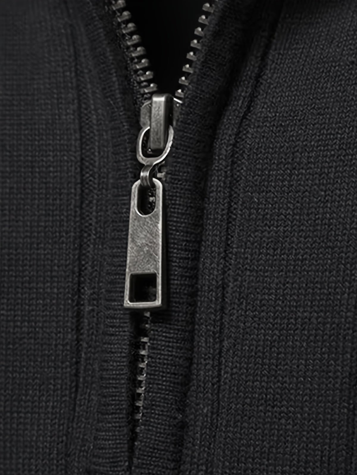 men's half zip stand collar sweater in black