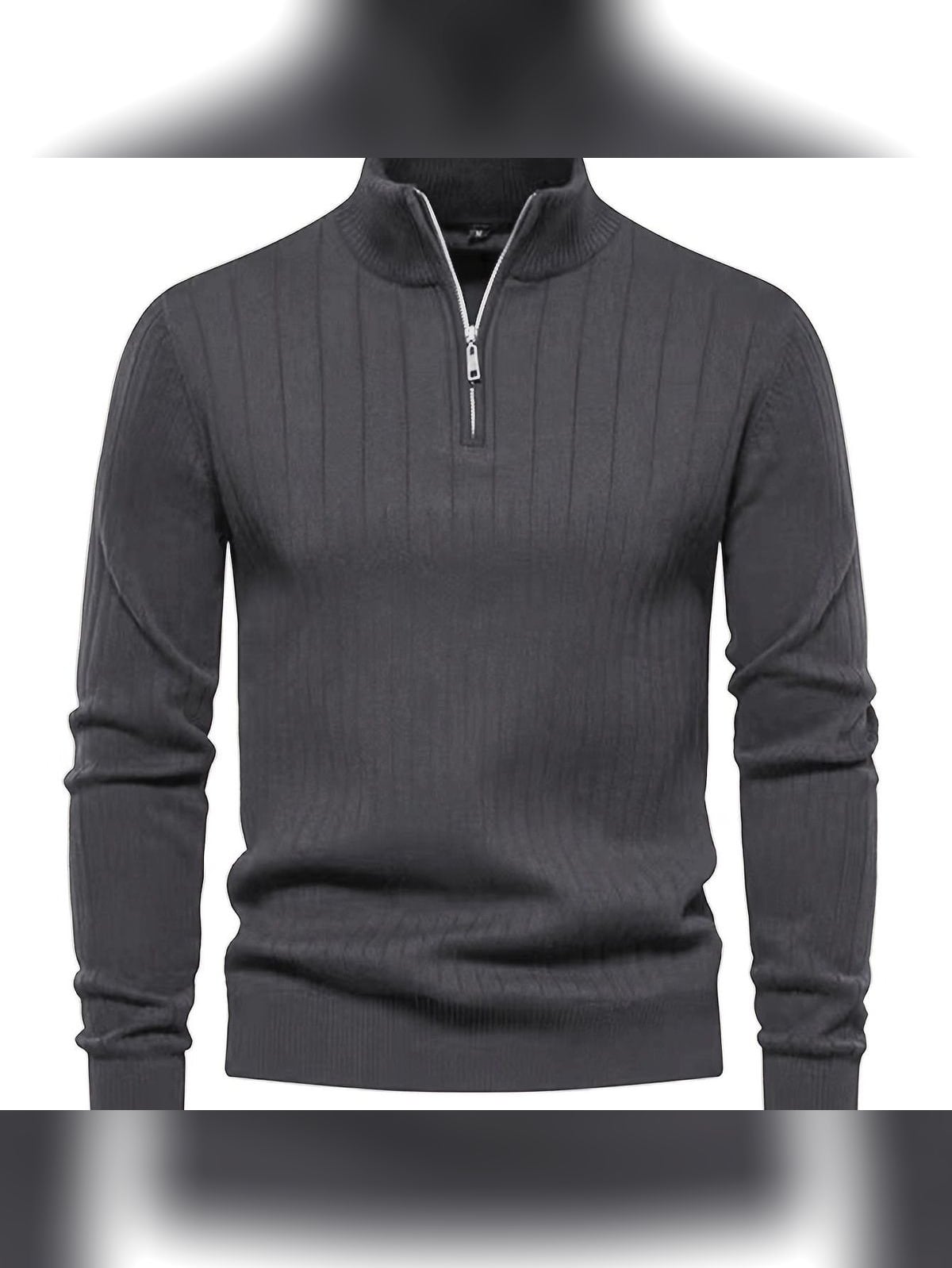 men's half zip stand collar sweater in gray