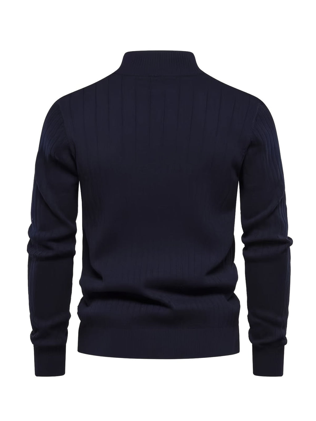men's half zip stand collar sweater in navy