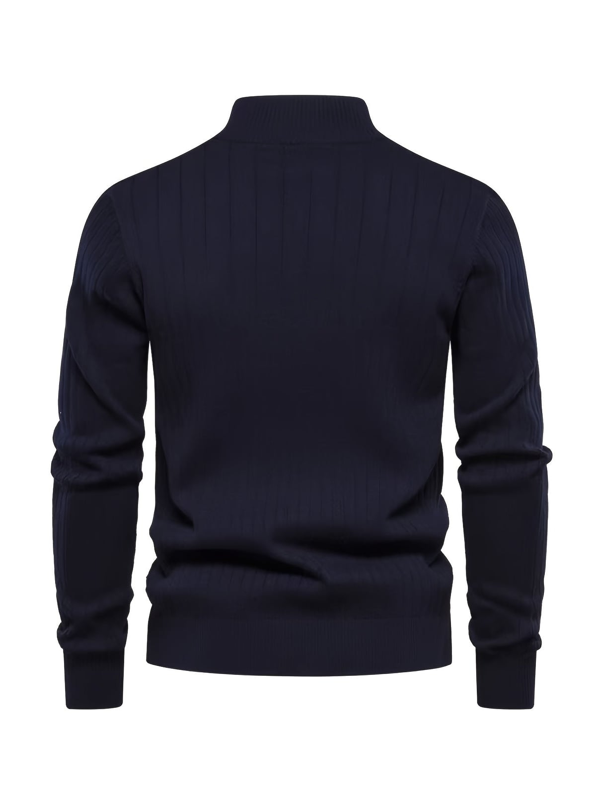men's half zip stand collar sweater in navy