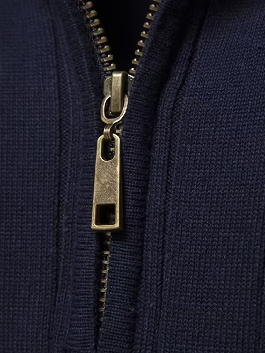 men's half zip stand collar sweater in navy