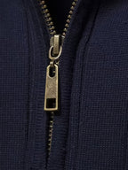 men's half zip stand collar sweater in navy