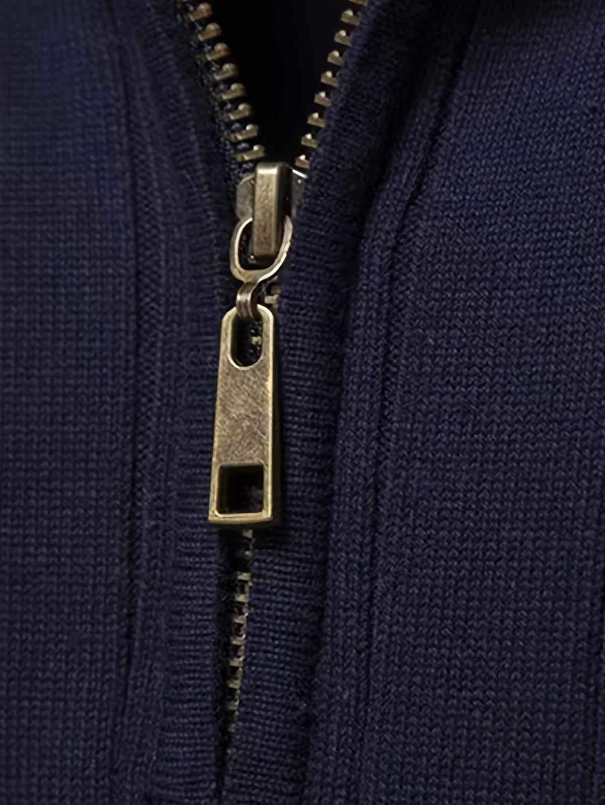 men's half zip stand collar sweater in navy