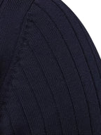 men's half zip stand collar sweater in navy