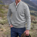 men's half zip sweater in light gray