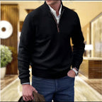 men's half zip sweater in black