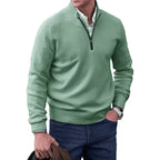 men's half zip sweater in green