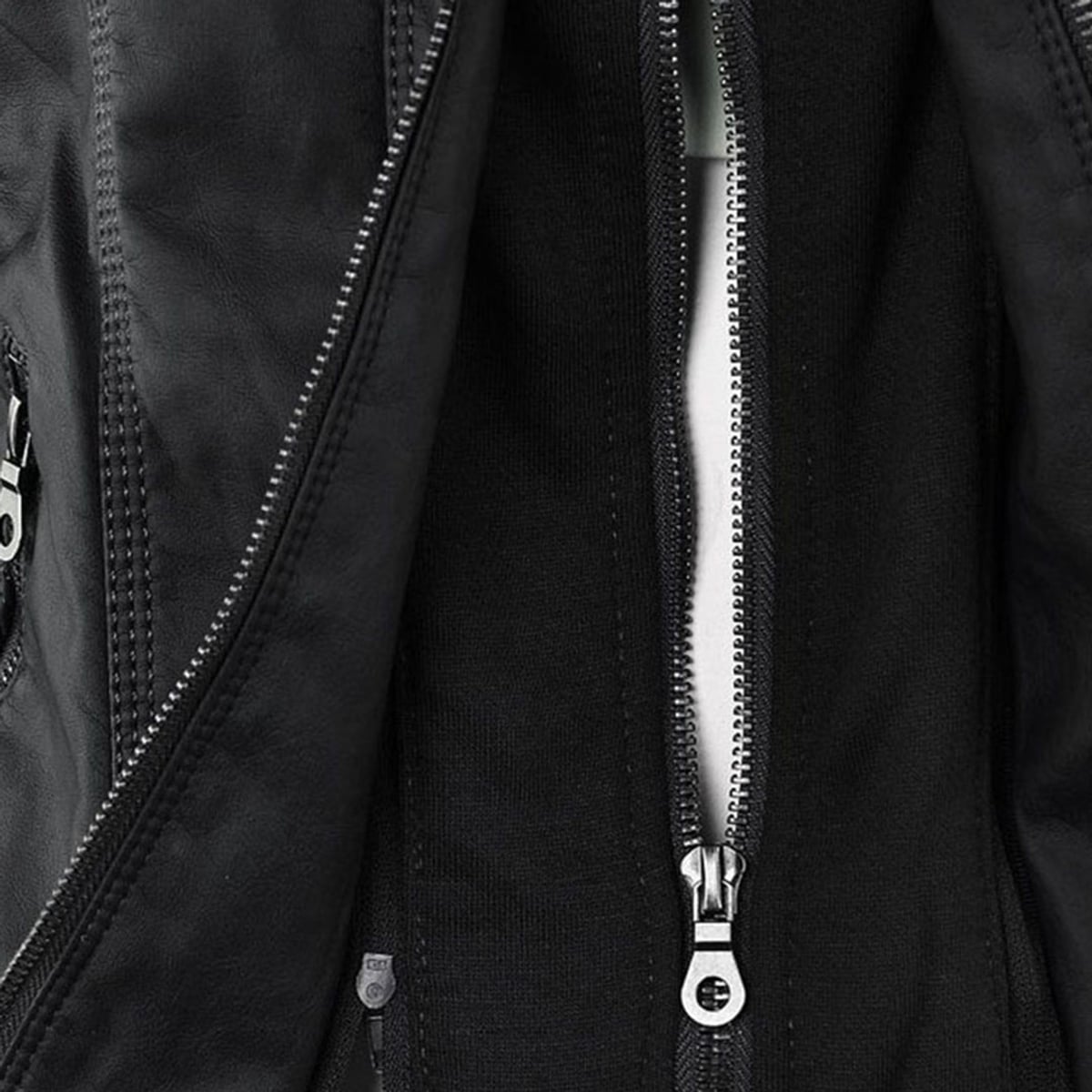 hooded faux biker jacket in black for women