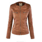 hooded faux biker jacket in khaki for women