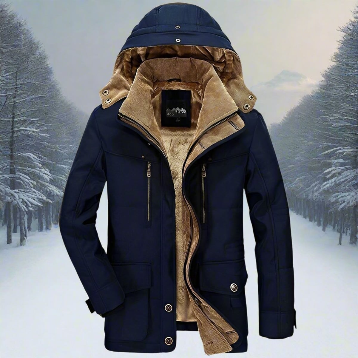 men's hooded faux fur lined winter jacket